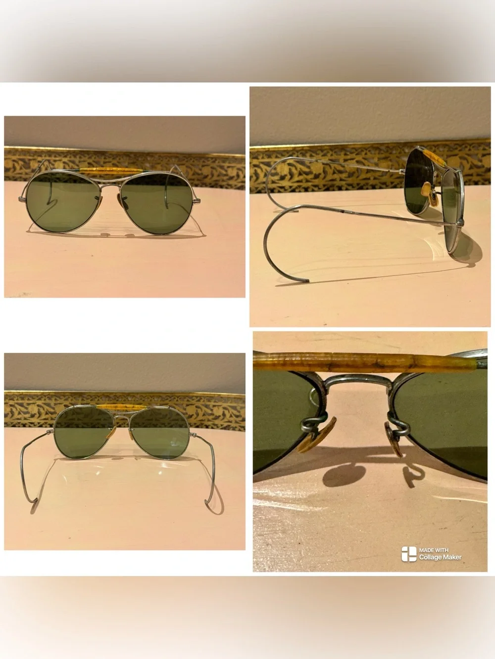 Vintage WWII-Era AN6531 Aviator Sunglasses – 1940s Military Pilot glass lenses